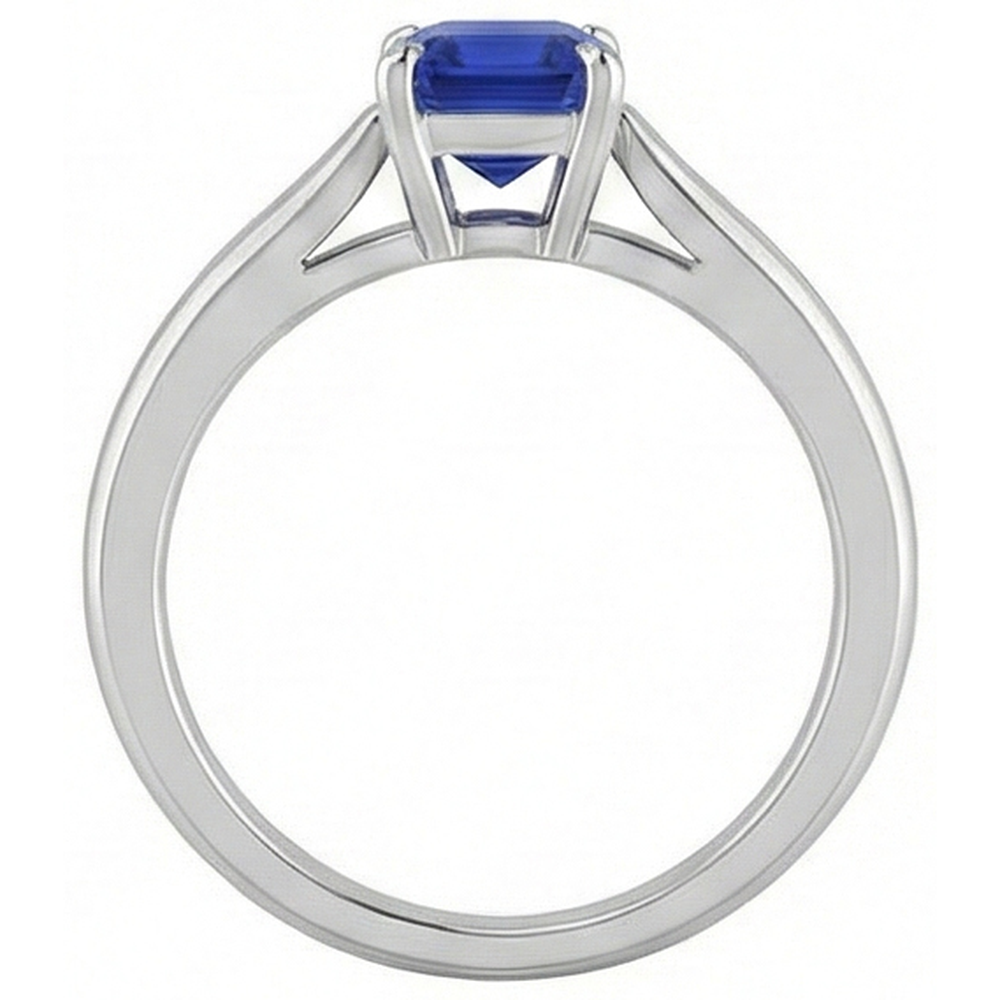 Anello solitario pietra preziosa 1.50 carati gambo affusolato zaffiro blu smeraldo
