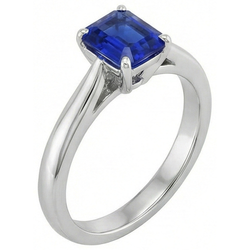 Anello solitario pietra preziosa 1.50 carati gambo affusolato zaffiro blu smeraldo