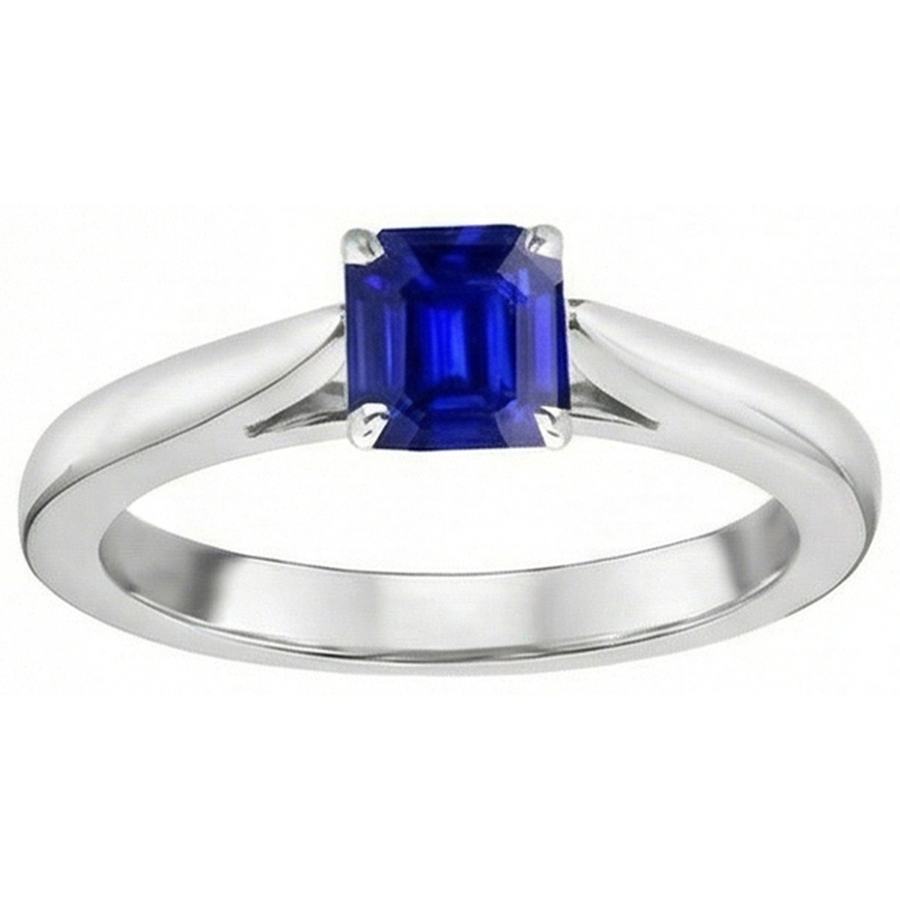 Anello solitario pietra preziosa 1.50 carati gambo affusolato zaffiro blu smeraldo