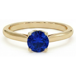 Anello solitario rotondo 3 carati in oro giallo con zaffiro dello Sri Lanka 14K