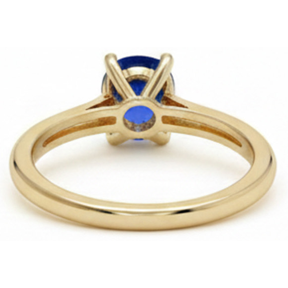 Anello solitario rotondo 3 carati in oro giallo con zaffiro dello Sri Lanka 14K