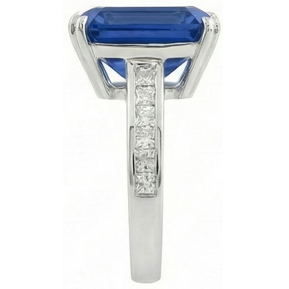 Anello solitario smeraldo zaffiro Ceylon con accenti principessa 5 carati