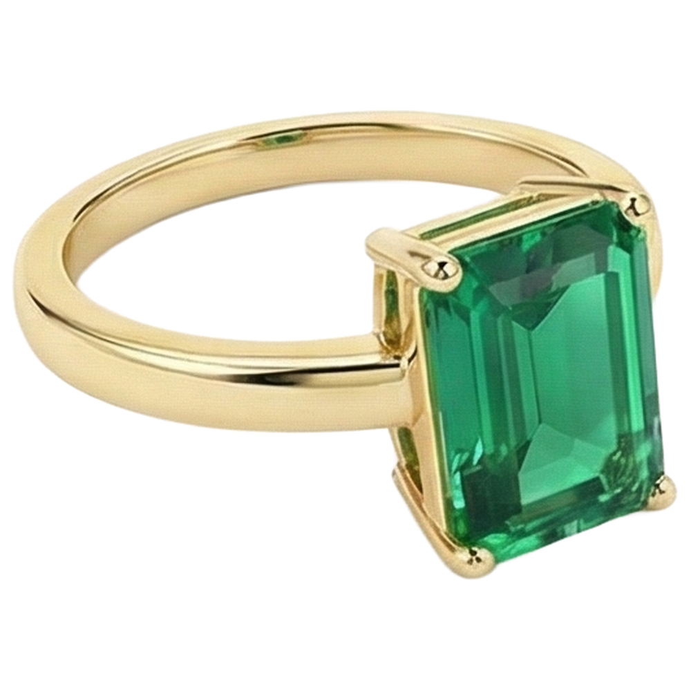 Anello solitario verde smeraldo 3 carati oro giallo 14k gioielli con pietre preziose