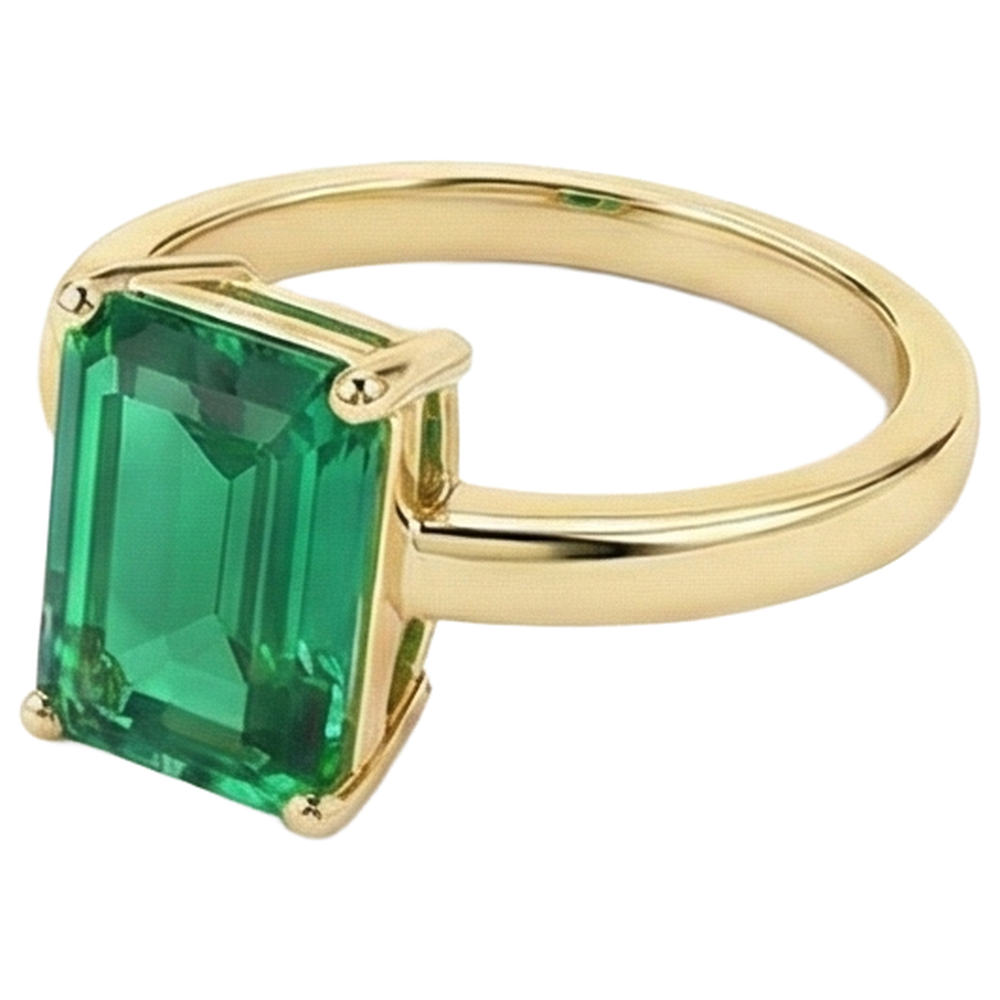 Anello solitario verde smeraldo 3 carati oro giallo 14k gioielli con pietre preziose