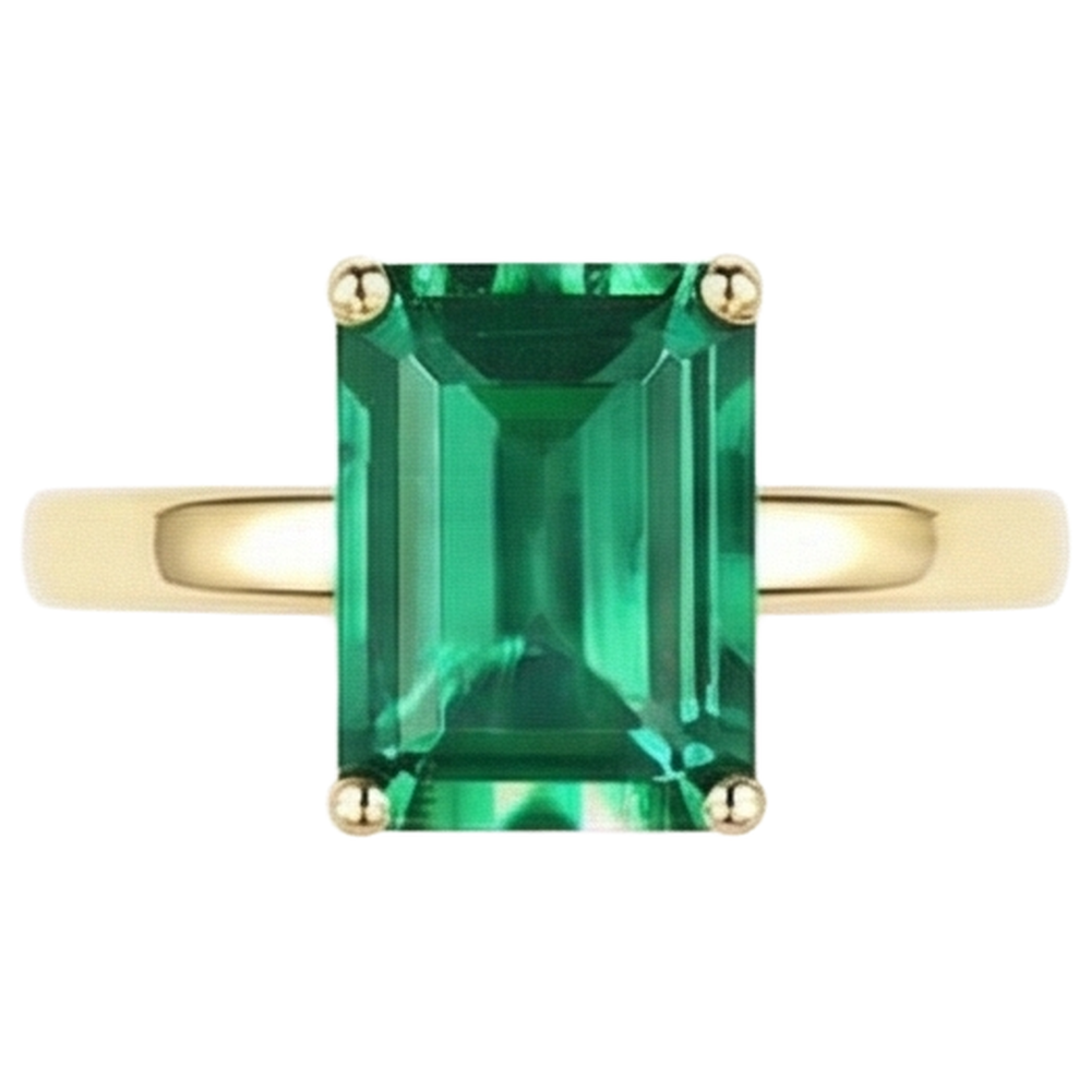 Anello solitario verde smeraldo 3 carati oro giallo 14k gioielli con pietre preziose