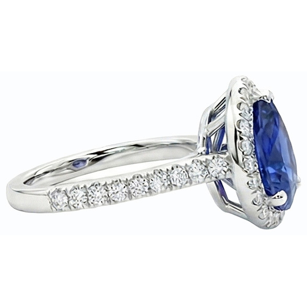 vero round diamante 3.50carati anello vista di profilo