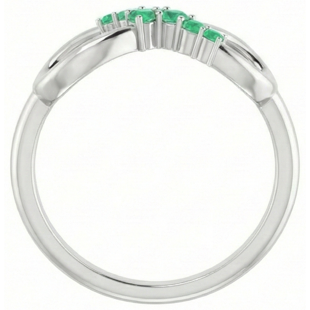 Anello verde smeraldo stile infinito 1 carato oro bianco 14K