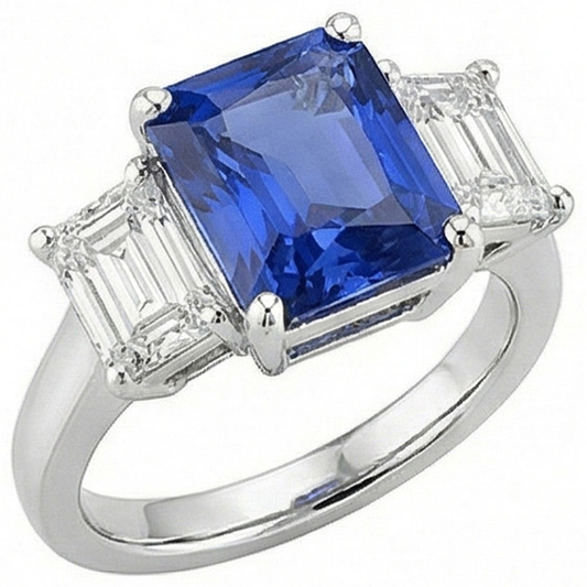 vero emerald diamante 5carati anello vista frontale