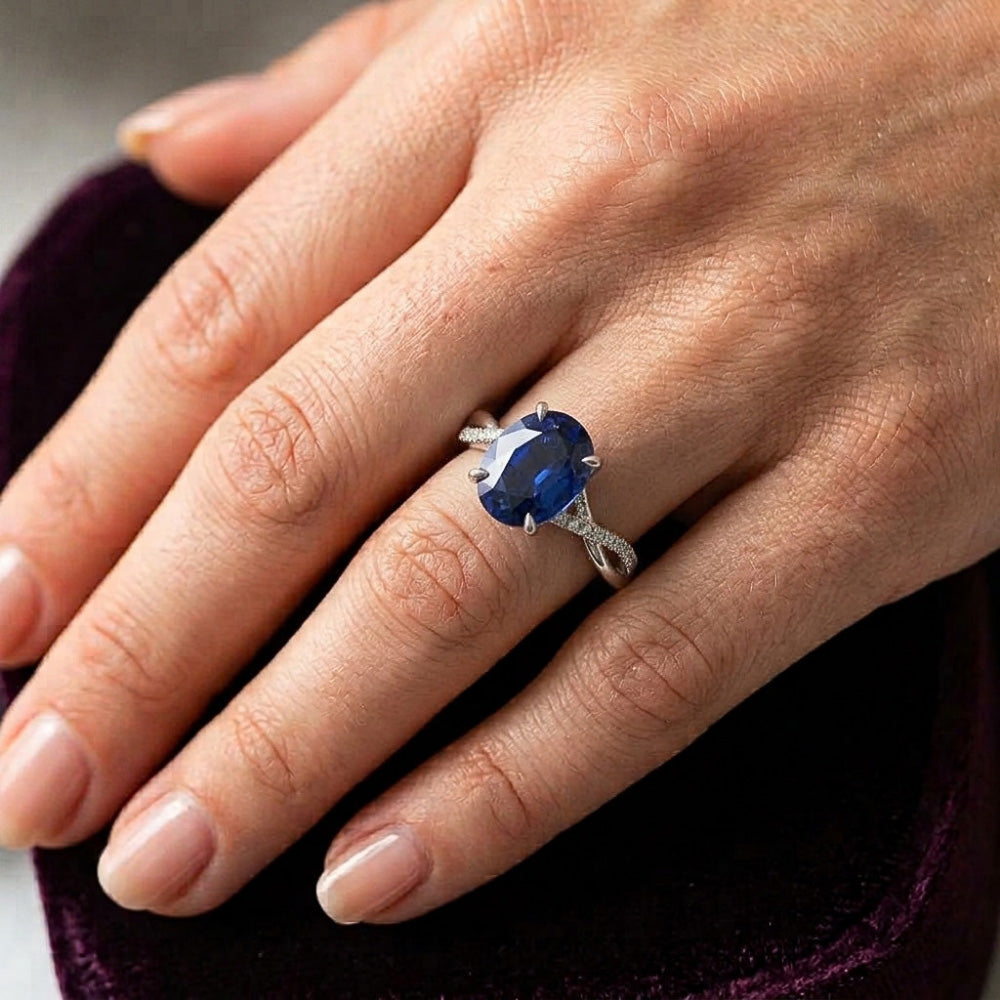 Anello zaffiro blu