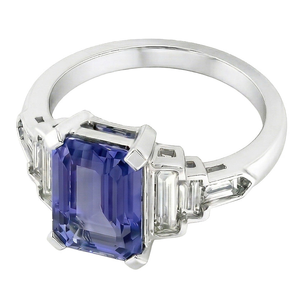 vero baguette diamante 3carati anello vista dall'alto