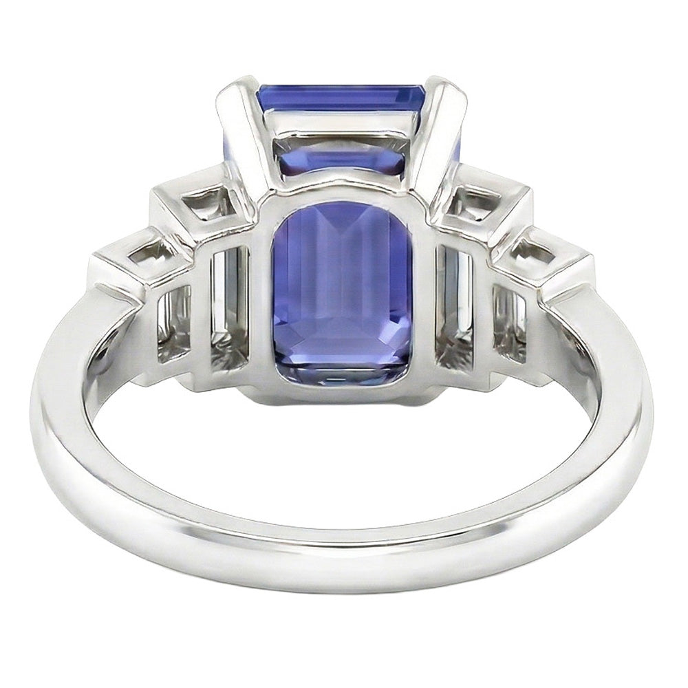 vero baguette diamante 3carati anello su bianco
