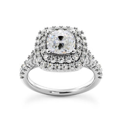 Anello A Doppia Aureola Con Cuscino Di Accenti Old Mine Cut Naturale Diamantes 5 Carats