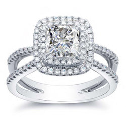 Anello A Polo Con Anello Aureola Con Genuino Diamanti A Taglio Rotondo E Principessa Scintillante Da 4,20 Ct