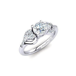 Anello A Tre Pietre Con Vero Diamanti Tondi E Taglio A Cuore Da 3 Carati Con Accenti Nuovo