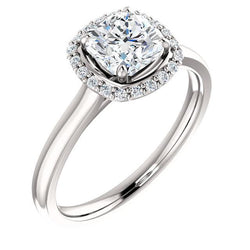 Anello Anniversario Con Cuscino Da 1.80 Carati E Genuino Diamante Rotondo Halo WG 14K