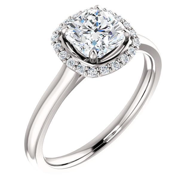 Anello Anniversario Con Cuscino Da 1.80 Carati E Genuino Diamante Rotondo Halo WG 14K