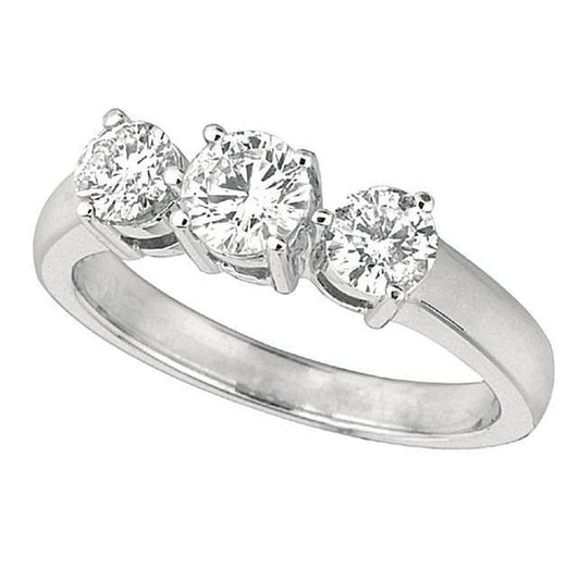 Anello Anniversario Con Tre Pietre Di Vero Diamanti Rotondi Da 1.50 Carati Oro Bianco 14K