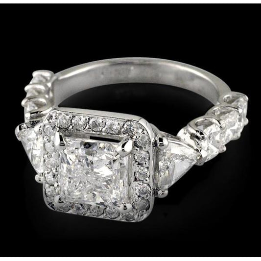 Anello Anniversario Con Vero Diamante Principessa Da 2.50 Carati Oro Bianco 14K