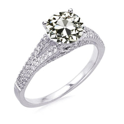 Anello Anniversario Con Vero Diamante Taglio Vecchia Miniera Rotondo Oro Bianco 4.50 Carati