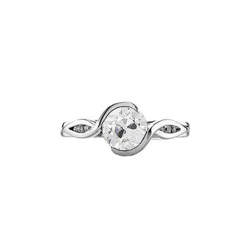 Anello Anniversario Da Donna Rotondo Taglio Antico 1.25 Carati Vero Diamanti Stile Tensione Oro
