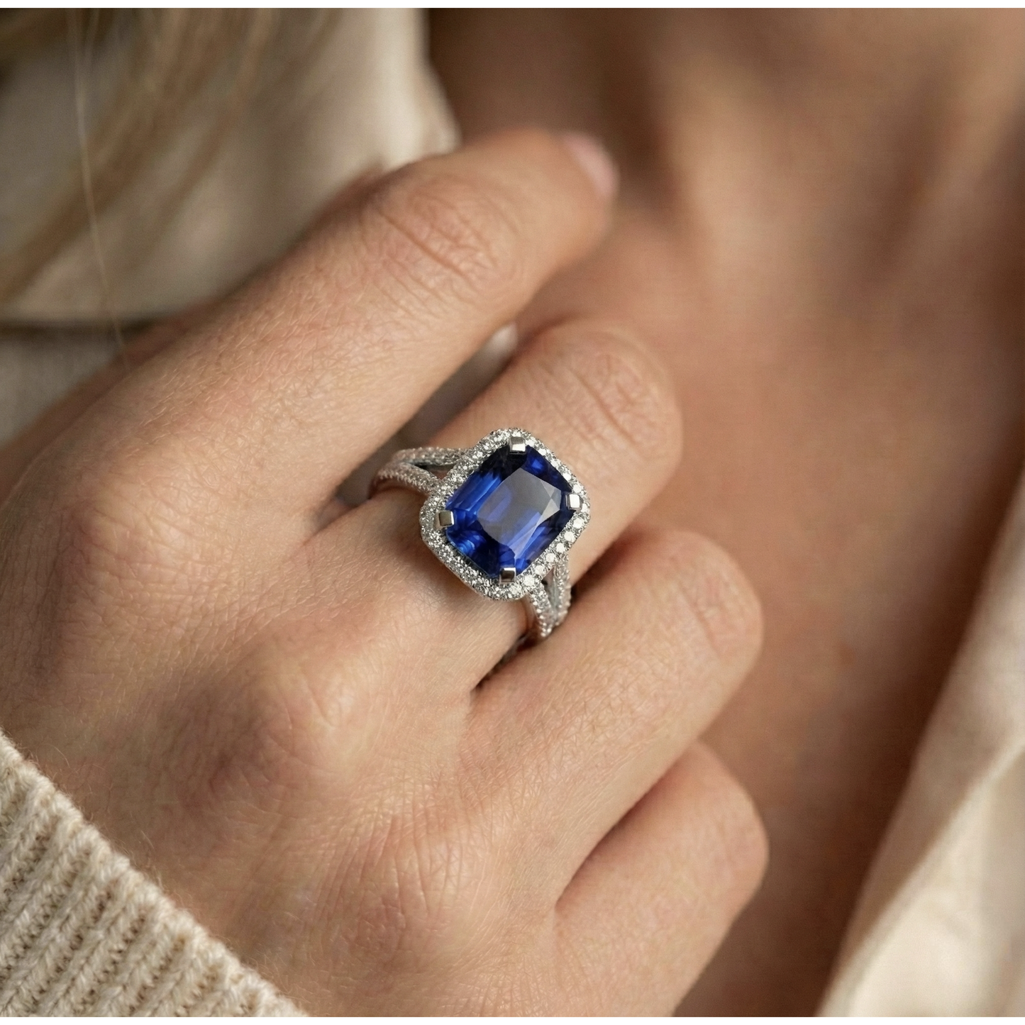Anello Anniversario Diamante Naturale Autentico ( non creato in laboratorio ) Taglio Radiante Zaffiro Gambo Diviso 5.50 Carati