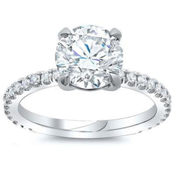 Anello Anniversario Grande Genuino Diamante Taglio Rotondo 4.30 Carati Oro Bianco 14K