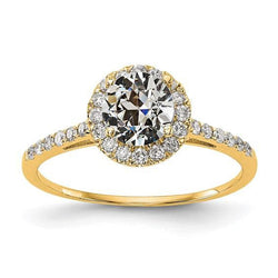 Anello Anniversario Halo Con Accenti Vero Diamante Taglio Vecchio Rotondo 3 Carati