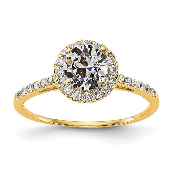 Anello Anniversario Halo Con Accenti Vero Diamante Taglio Vecchio Rotondo 3 Carati