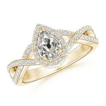 Anello Anniversario Halo Vero Diamante Taglio Vecchio Pera & Tondo 2.50 Carati