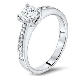 Anello Anniversario In Oro Bianco 14K Con Genuino Diamanti A Taglio Rotondo Da 1,80 Ct