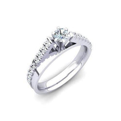Anello Anniversario In Oro Bianco 14K Con Naturale Diamante Taglio Rotondo 2 Ct