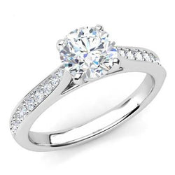 Anello Anniversario In Oro Bianco Con Vero Diamanti A Taglio Rotondo Scintillante Da 4.10 Ct