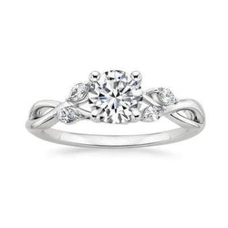 Anello Anniversario In Oro Bianco Con Vero Diamanti Rotondi E Taglio Marquise Da 2.94 Carati