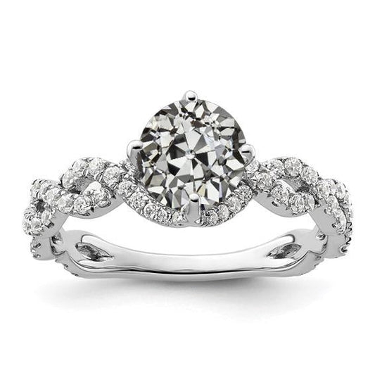 Anello Anniversario Old Mine Cut Genuino Diamante Twisted Infinity Style 5 Carati