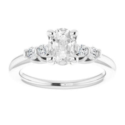 Anello Anniversario Ovale Old Mine Cut Vero Diamante Prong Set Gioielli 4 Carati