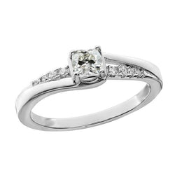 Anello Anniversario Rotondo E Cuscino Con Genuino Diamanti Taglio Antico Set 2,25 Carati