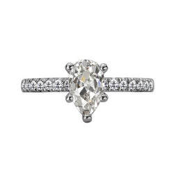 Anello Anniversario Rotondo E Pera Con Genuino Diamante Taglio Antico, 5 Punte, 4 Carati