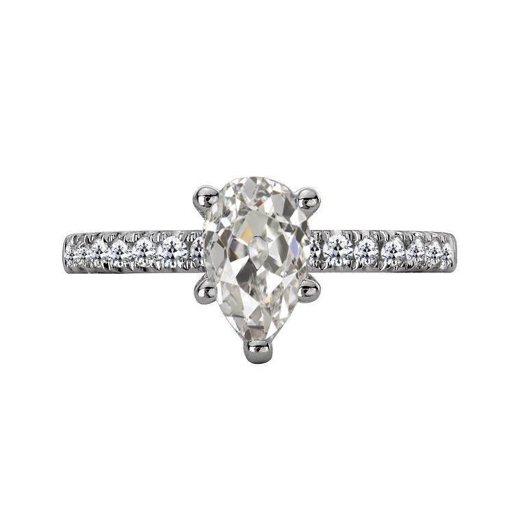 Anello Anniversario Rotondo E Pera Con Genuino Diamante Taglio Antico, 5 Punte, 4 Carati
