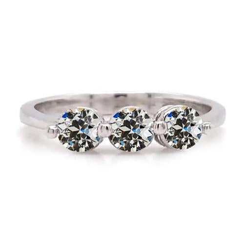 Anello Anniversario Rotondo Vecchio Minatore Genuino Diamante 3 Gioielli In Pietra 3 Carati
