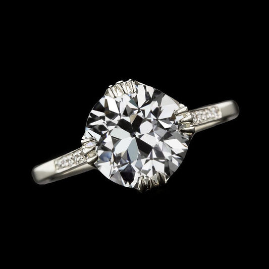 Anello Anniversario Round Old Miner Genuino Diamond Triple Prong Set 4 Carati