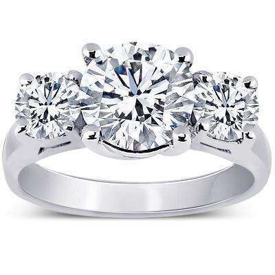 Anello Anniversario Tre Pietre 1.70 Carati Naturale Diamanti Oro Bianco 14K