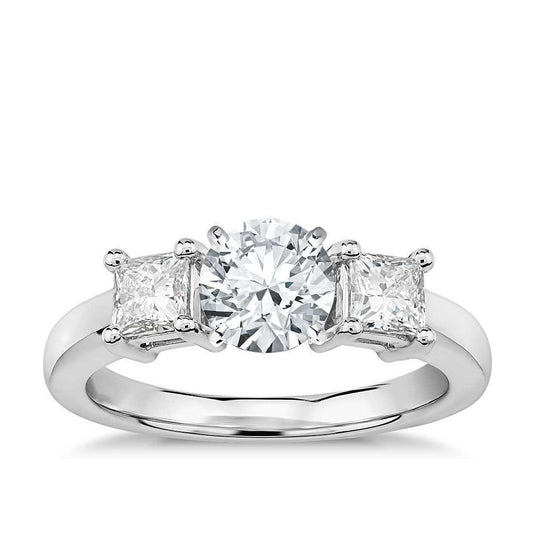 Anello Anniversario Tre Pietre Vero Diamanti 3.75 Ct Oro Bianco 14K