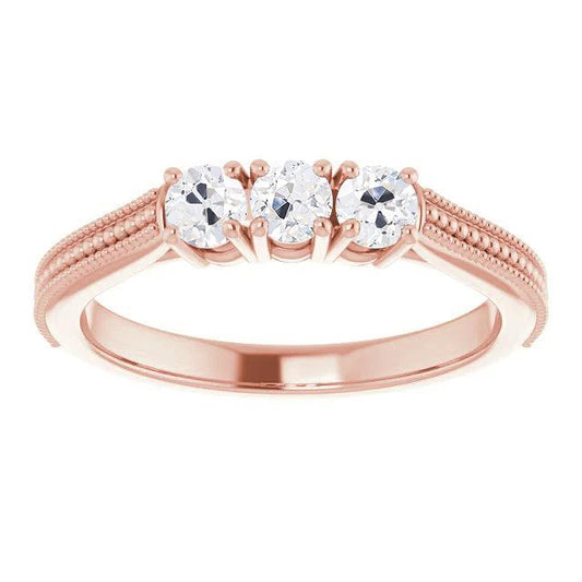 Anello Anniversario Vecchio Minatore Genuino Diamante Perline Stile 2,25 Carati Milgrain