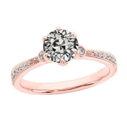 Anello Anniversario, Rotondo, Taglio Antico, Miniera, Con Genuino Diamante A 6 Griffe, 2,75 Carati