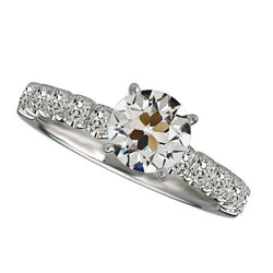 Anello Anniversario, Rotondo, Taglio Antico, Miniera, Con Vero Diamante A 4 Griffe, 5,50 Carati