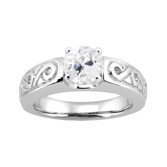 Anello Anniversario con Vero Diamanti Tondi Taglio Vecchio Stile Vintage 1,75 Carati