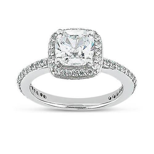 Anello Aureola Con Vero Diamante Rotondo A Cuscino Da 1,75 Ct