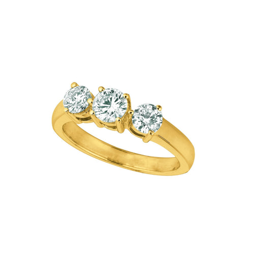 Anello Con 3 Pietre Di Genuino Diamanti. Gioielli In Oro Giallo 14K Da 1 Carato Nuovo