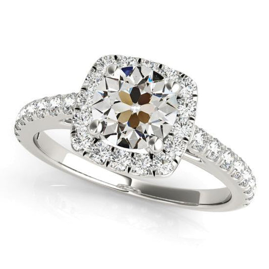 Anello Con Alone In Oro Bianco Gioielli Con Naturale Diamanti Tagliati A Miniera Antica 4,50 Carati