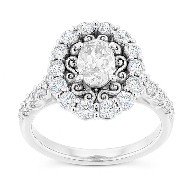 Anello Con Alone Ovale Taglio Antico In Stile Vintage Da 6,25 Carati Con Diamanti Naturali Estratti Dalla Terra Incastonati A Griffe